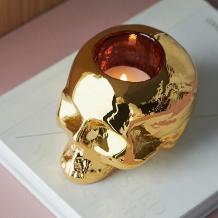 Still Life Skull Votive Gold