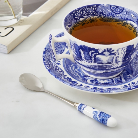 Blue Italian Teacup & Saucer, 28cl
