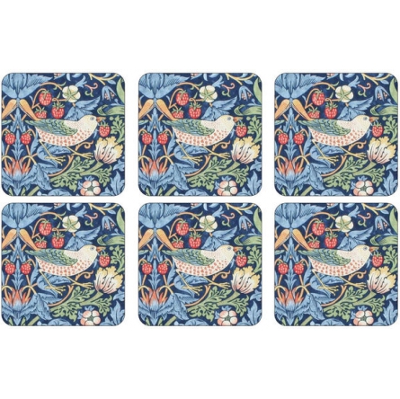 Strawberry Thief blue Coasters 6-pack