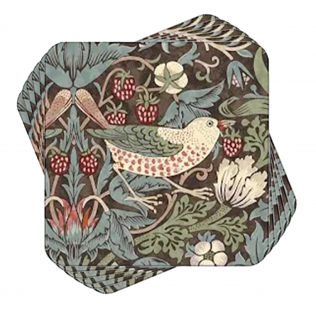 Strawberry Thief Brown Coasters 6-pack