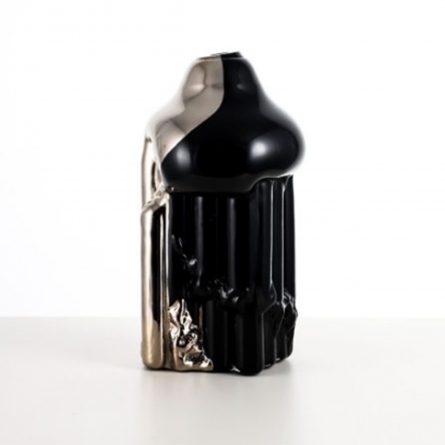 Platinum Vase H 41cm Black Rain