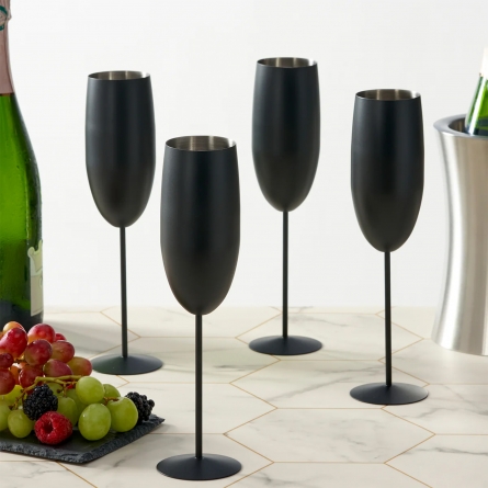 Champagne Flute Matte Black 28,5cl, 4-pack