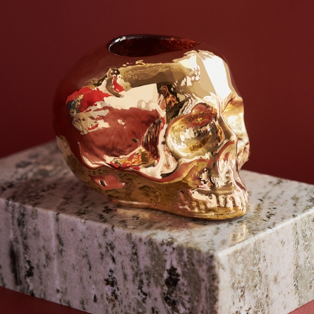 Still Life Skull Votive Gold