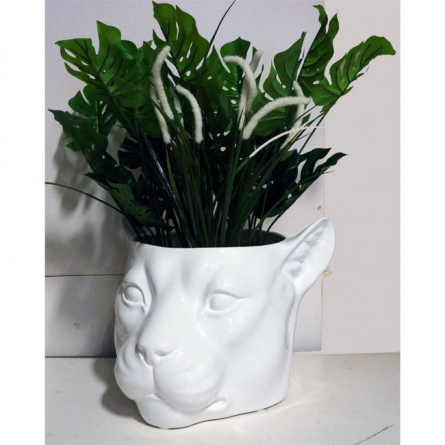 Leopard Pot Vit, H 30cm