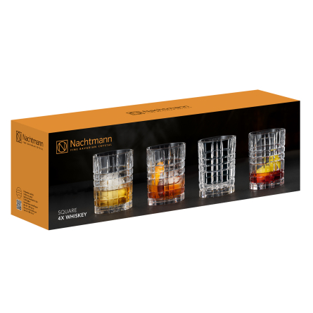 Square Whiskey Glass 35cl, 4-Pack