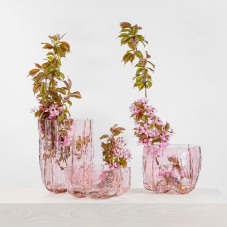  Crackle Vase Rosa 17,5 cm