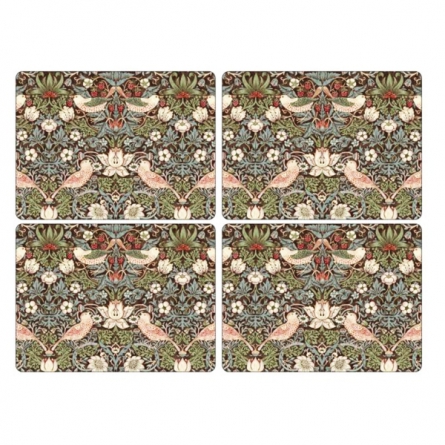 Strawberry Thief Brown Table Mats Large, 4-pack