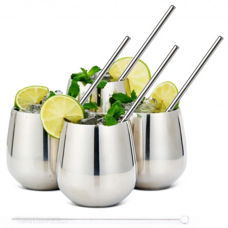 Tumbler & Straw Silver 35cl, 4-pack