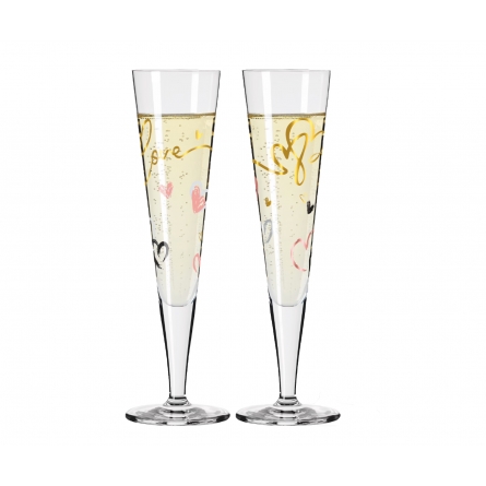 Goldnacht Champagne Glass Love 20cl, 2-pack