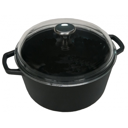 Cast Iron Frying Pan with Glass Lid 4,5L