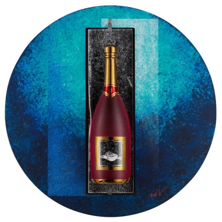 Sparkling rot flasche Wall skulptur