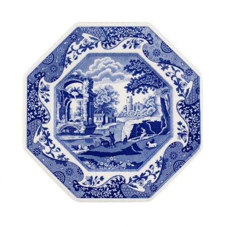 Blå Italian tallrik Octagonal 24cm