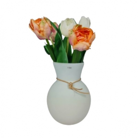 Baiser Weiße Vase, H 23cm