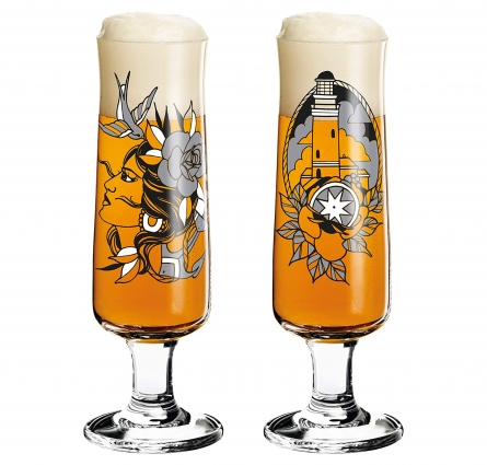 Ritzenhoff Beer Glass Tattoo, 2-pack