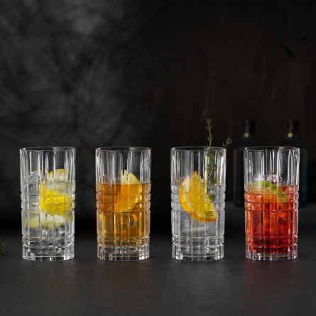 Square Highball glass + Straw 44,5cl 4-pack