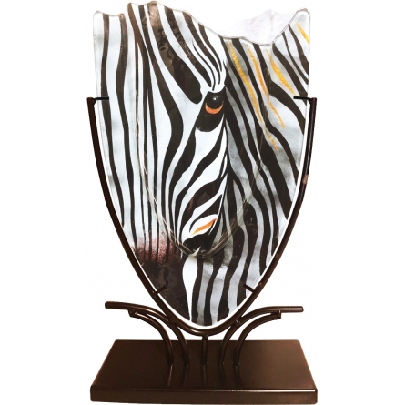Glasvas Zebra med smidesställning H 47,5cm