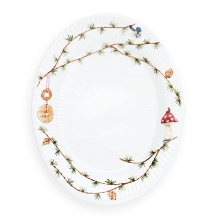 Hammershøi Christmas Oval bord fat 0 22,5x28,5 vit m. deko