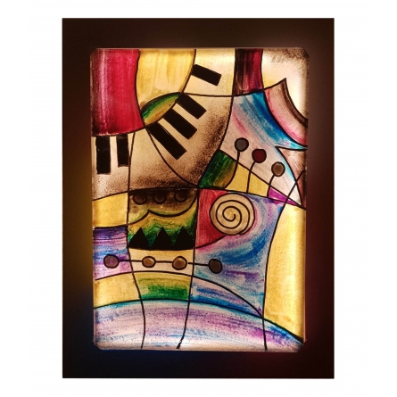 Glass Painting w Lighting Piano, Small