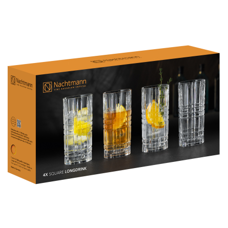 Square Longdrinkglas, 4-Pack