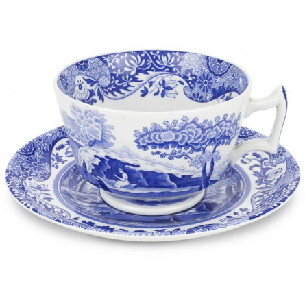 Blue Italian teacup with saucer 28cl