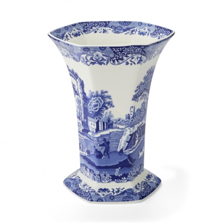 Blue Italian Hexagonal Vase, H 27cm