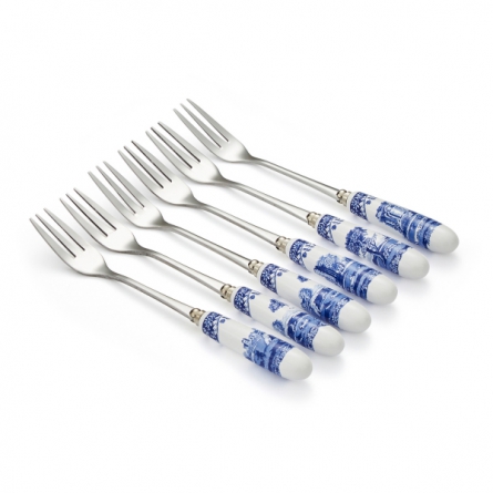 Blue Italian Dessertgaffel 15cm, 6-pack