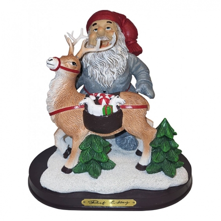 Weihnachtsmann mit Rentier H 17 cm
