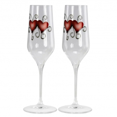 Crystal Ink Champagne Glass Heart, 2-pack