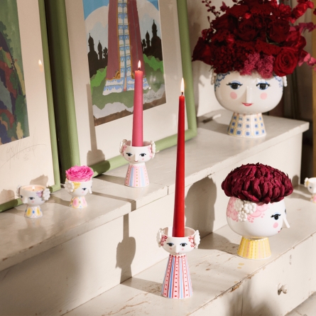 Eva Candlestick H9.5 cm pink