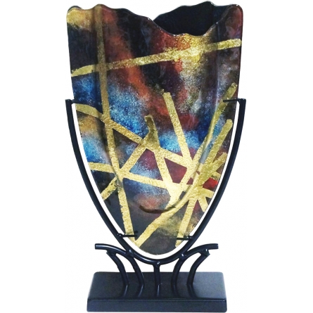 Glasvas Guldrand med Smidesställning H 37cm