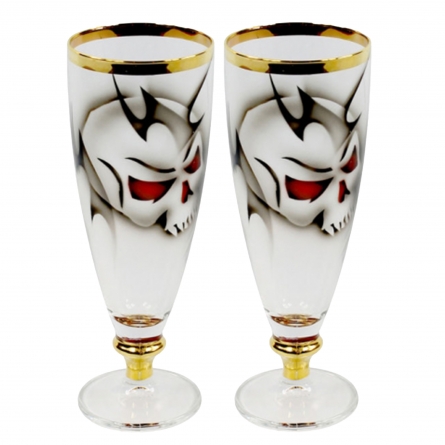 Skull Beer Glass Gold 38cl, 2-pack
