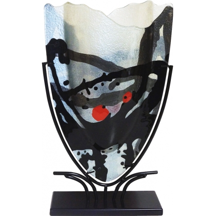 Glass vase Black Silver with stand H 47.5 cm