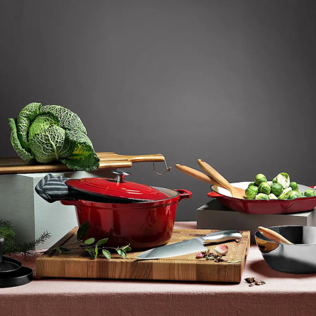 Stenfors Cast Iron Casserole Round 4,4L, Red