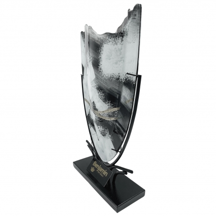 Glass Vase Cloudy w Stand, H 47,5cm