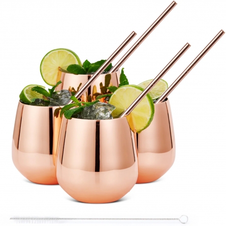 Tumbler & Straw 35cl, Rose Gold, 4-pack