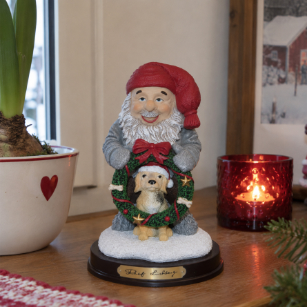 Tomte & Hund 17 cm &ndash; Julfigur
