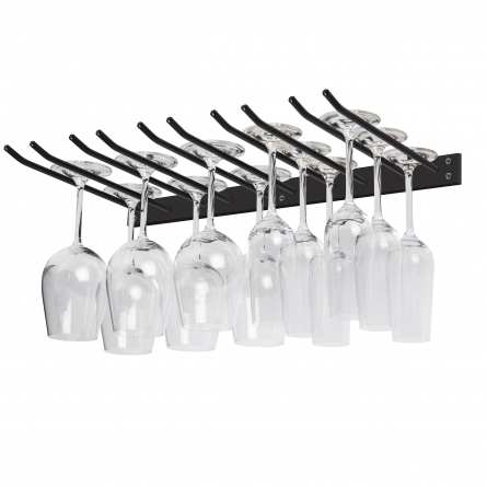 Glass Rack 20 Glasses, Black w Wall Mount