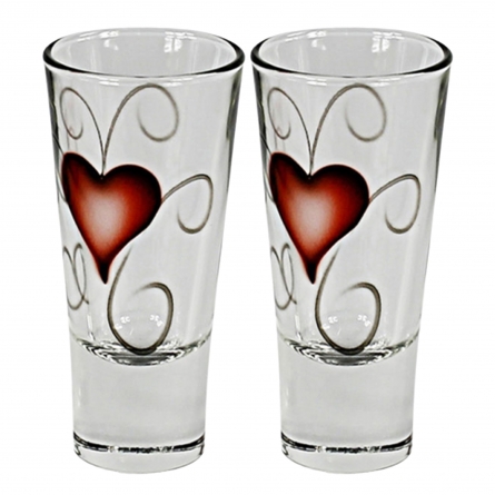 Crystal Ink Shot Glass Heart, 2-pack