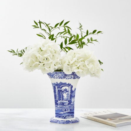 Blue Italian Hexagonal Vase, H 27cm