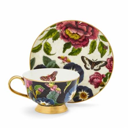 Creatures of Curiosity Tea Cup & Saucer Black 20cl