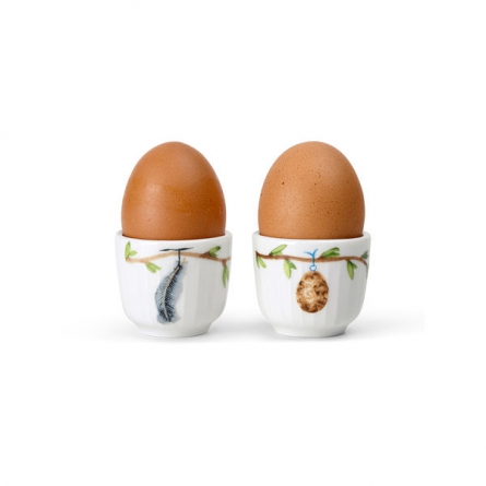 Hammershøi Spring Egg cup Ø5 cm vit m. deko 2 st.