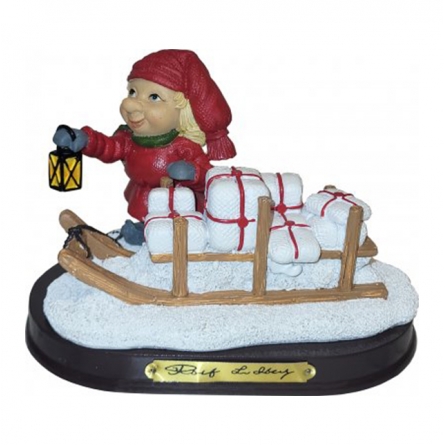 Santa girl with sleigh H 7 cm