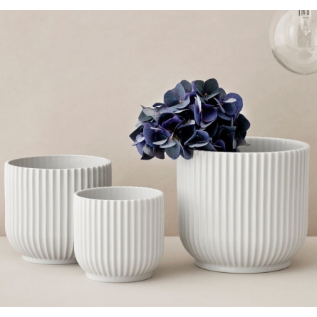 Lyngby Flower Pot White, H 13cm