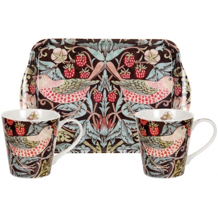 Strawberry Thief 2 pcs Mugs 18cl & Tray