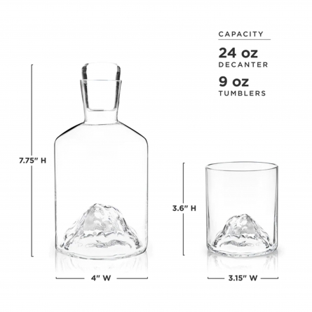 Mountain Decanter & 2er-Pack Whiskygläser