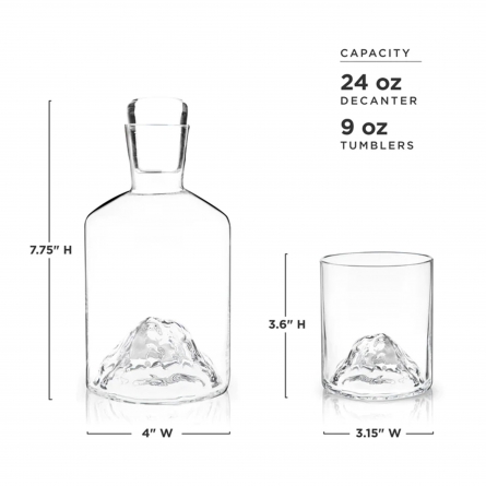 Mountain Decanter & 2-pack Whisky Glasses