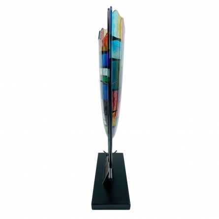 Glass Vase Square & Stand, H 47,5 cm