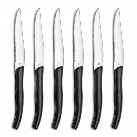 Lou Laguiole Knivset & Block, Svart, 6-pack