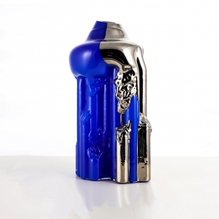 Platinum Vase H 51cm Blue Rain