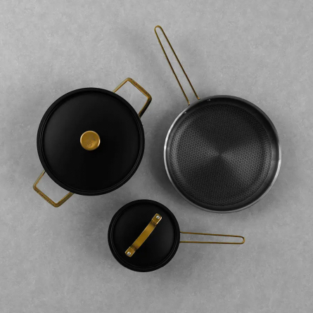 Arvet.2 grytset 3 delar Modell XB, Viggo, Mio svart/m&auml;ssing